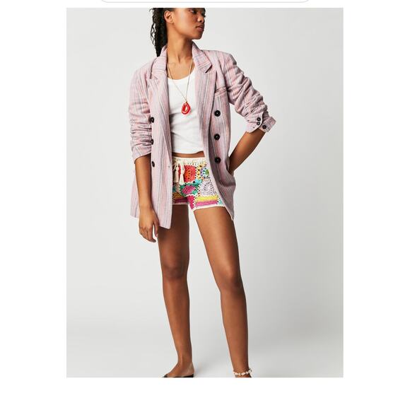 We The Free Kai Striped Relaxed Fit Blazer Multicolor Pink Size M - Picture 1 of 11